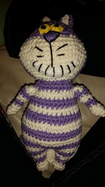 Eine grinsekatze.
Sie war sehr schnell zu häkeln. Dank super anleitung