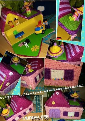 Hallo Ihr lieben ich habe ein kleinen Puppenhaus`koffer im tunesichen Grundmuster gehäkelt (häkelnadel 4,5) als Grundgerüst diente mir hierbei ein Karton ( in form und größe gebastelt)