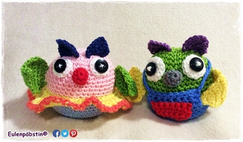 Eulinchen & Eulino
Gehäkelt nach Anleitung aus dem gleichnamigen Buch!