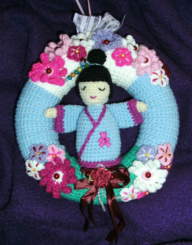 Crochet Pattern - wreath pattern - Crochet cherry blossom Wreath - crochet wreath