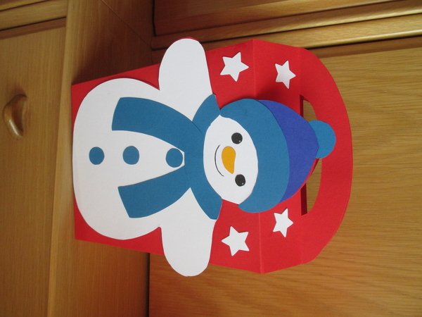 Geschenktasche mit Schneemann – Bastelvorlagen mit Anleitung