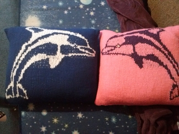 Kissenhüllen mit Delfin, das war so schön zu Stricken