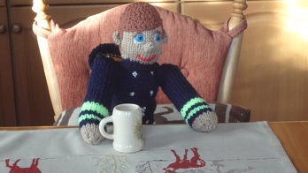 Sam nach dem Einsatz bei einer Stärkung