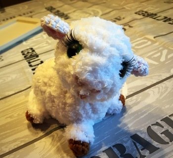 Ein kuschel-Schäfchen frisch von der Nadel gehüpft