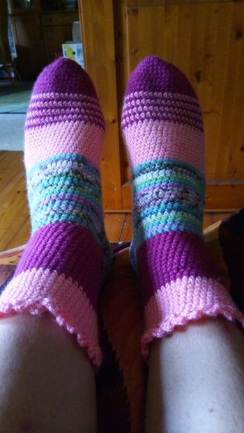 Meine ersten gehäkelten sockenwunder. 