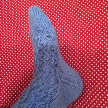 Regentropfen in Runden - von der Spitze aus gestrickt - Bumerangferse -
https://www.nadelspiel.com/2017/12/01/adventskalender-2017-1-dezember-strickmuster-regentropfen/
ein cooles Muster - Dankeschön an eliZZZa