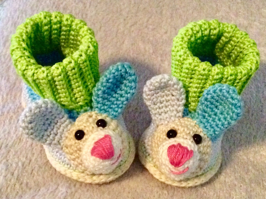Häkelanleitung Baby-Booties / Babyschuhe Hase - 4 Größen