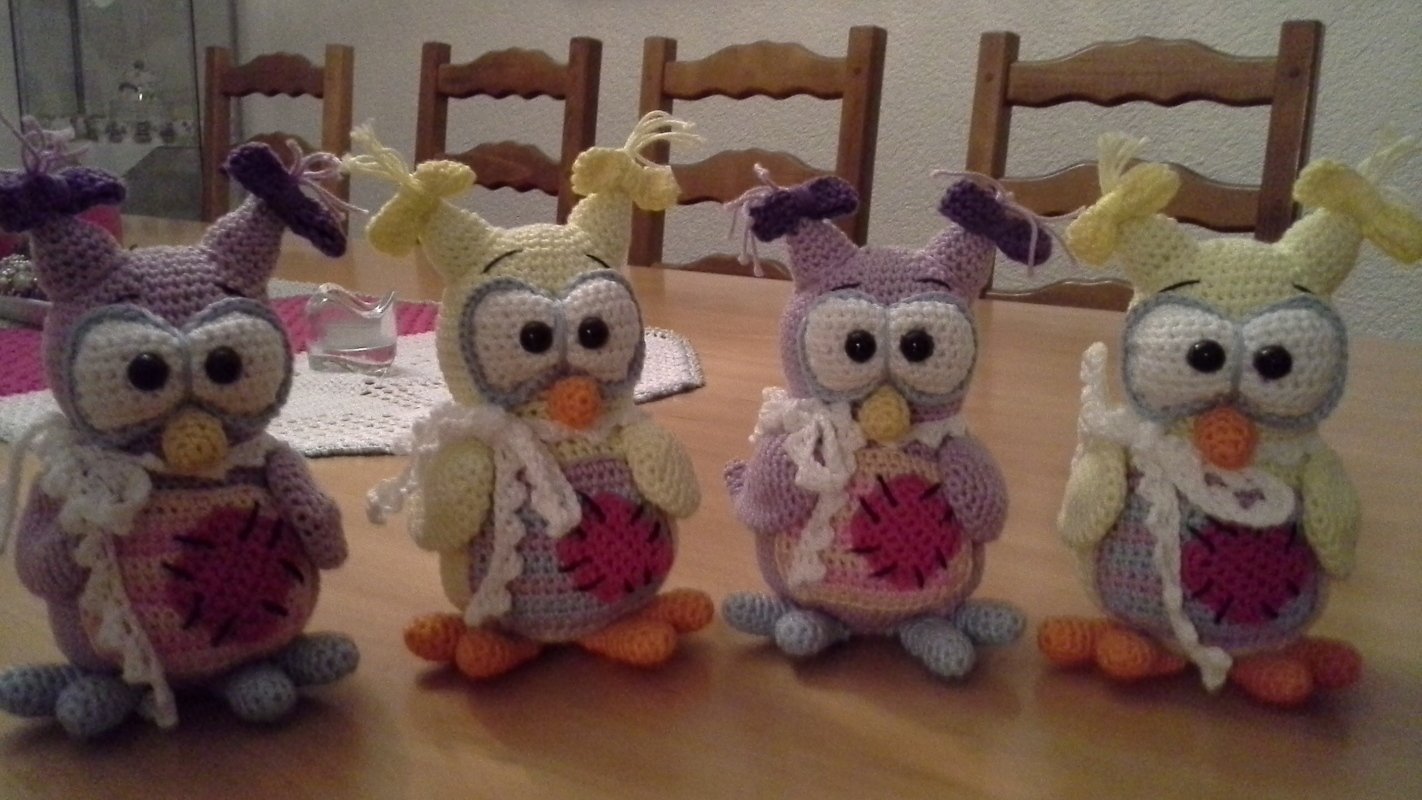 Eulen Mama und Babys - Häkelanleitung von Diana´s kleiner Häkelshop