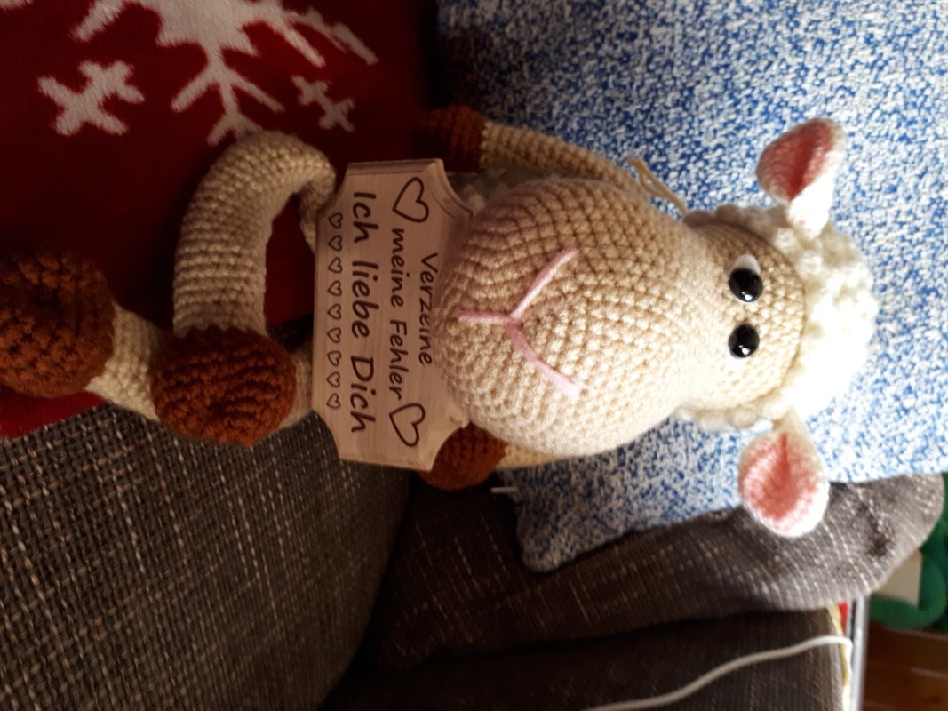 XXL Treppenhocker Kantenhocker Schaf mit Filz Blume zu Ostern oder Frühlingsdekoration