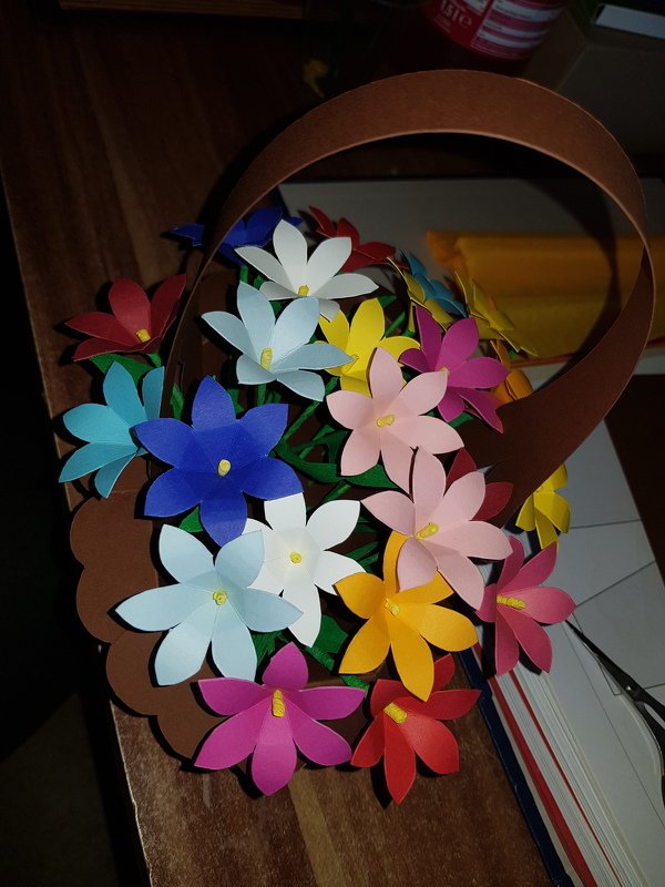 Blumenkörbchen mit Krokussen – Bastelvorlagen und Anleitung