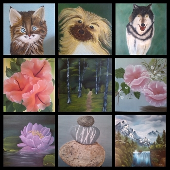 Wollt euch mal etwas von meinem anderen Hobby zeigen dem Malen. Bilder sind teils nach Vorlagen , teils eigens entworfen .