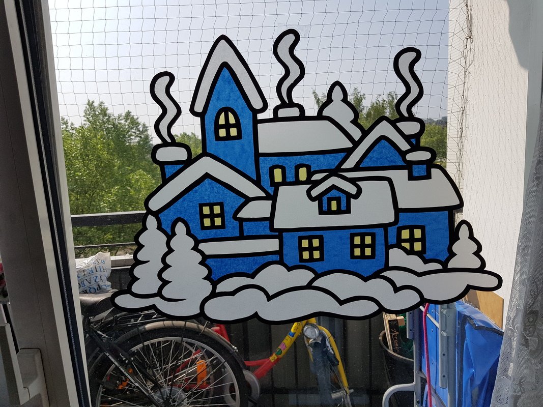 Fensterbild – Winterstadt – Bastelvorlagen mit Anleitung