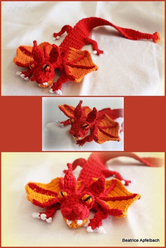 Häkelanleitung Lesezeichen Drache