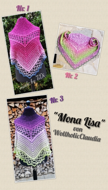 Ich konnte nicht genug bekommen von diesem tollen Tuch, so hab ich gleich 3 hintereinander gemacht. Die Anleitung ist wieder klasse beschrieben und toll verständlich.
Tuch 