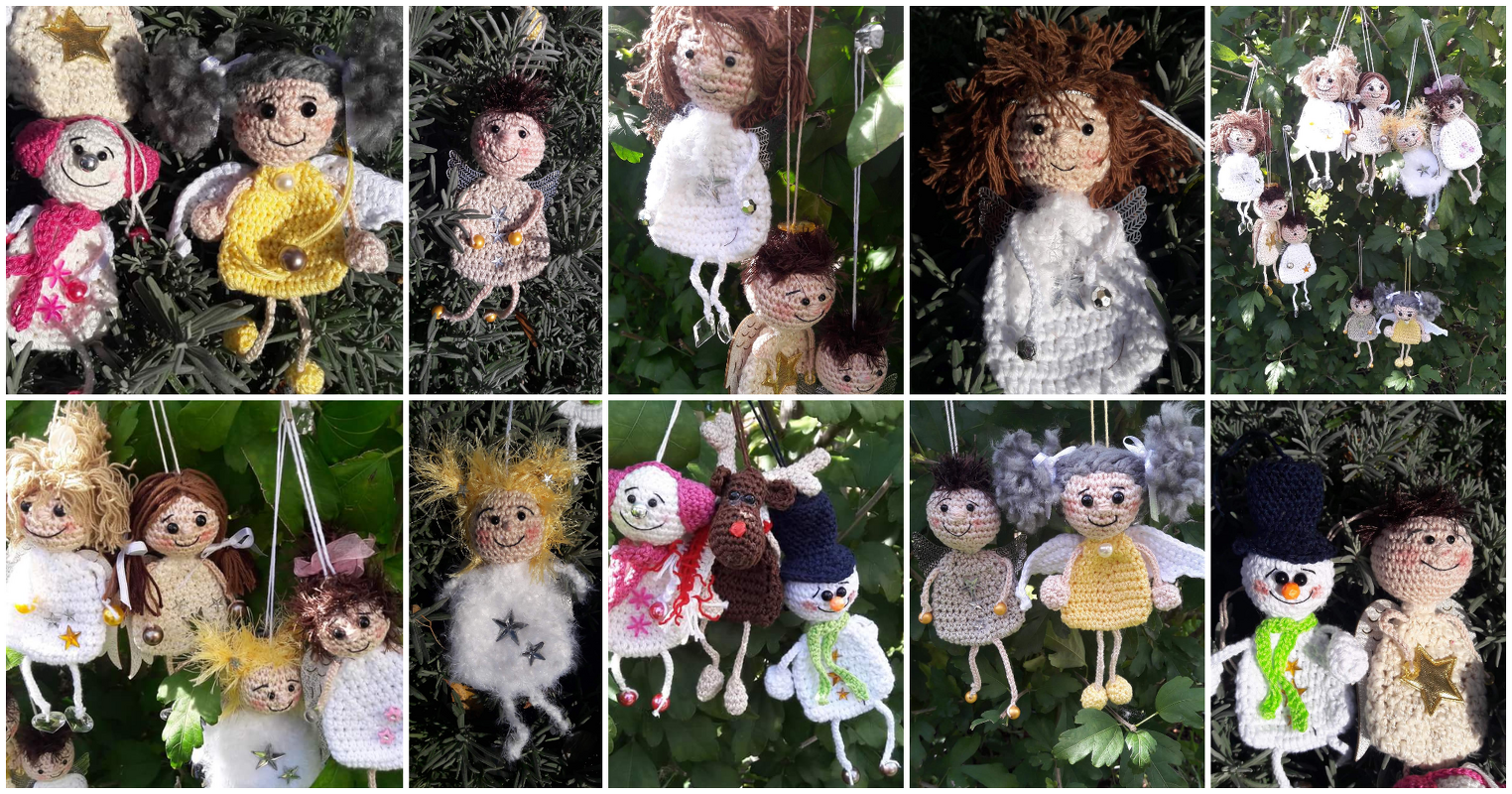 5er Set Weihnachten Anhänger Elch Nikolaus Schneemann Engel Christbaumschmuck