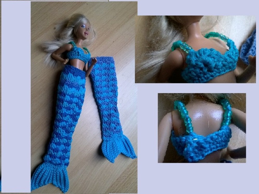 Häkelanleitung Meerjungfrau Outfit für Ankleidepuppen