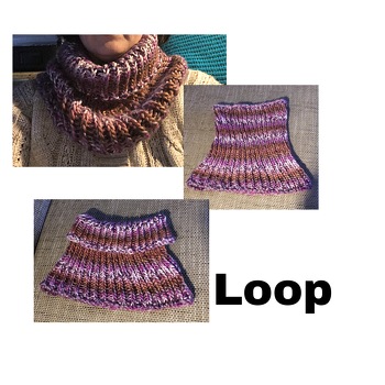 Ein schneller kleiner Loop/ Halssocke mit dicker Wolle einfach in rechts links gestrickt. Hier reichte ein Knäuel von 125 g.