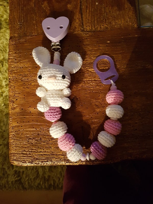 Schnullerkette Häkelanleitung, Hasi 