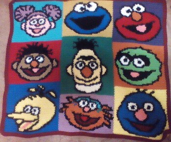 Puppet Parade afghan, Hand designed and crocheted by myself.