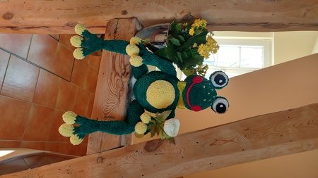 Frosch HOPPSL XL Kantenhocker Treppenhocker oder Kuscheltier Türstopper Frühlingsdeko