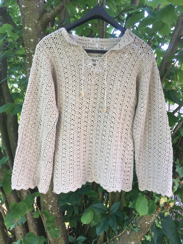 Häkelanleitung Pullover mit Schnürung - alle Größen