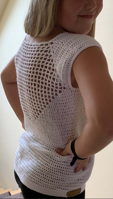 + SONA + Sommershirt häkeln, ab Größe 74- 56 Damen mit raffiniertem Rückenmuster, auch jedes andere Garn ist möglich, Häkelshirt