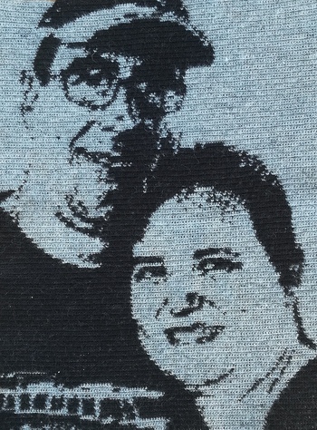 Ein Portrait von meinem Mann und mir, gehäkelt mit festen Maschen. 140x170 Pixel, bzw feste Maschen.