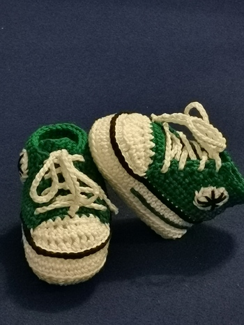 Hallo, dank der super Anleitung habe ich die sehr schönen Babyschuhe gehäkelt.