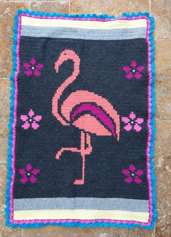 Motivtuch "Sarmingo", Häkelanleitung