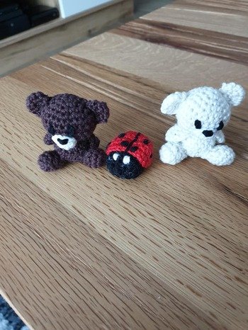 Kleine Teddy und ein Marienkäfer