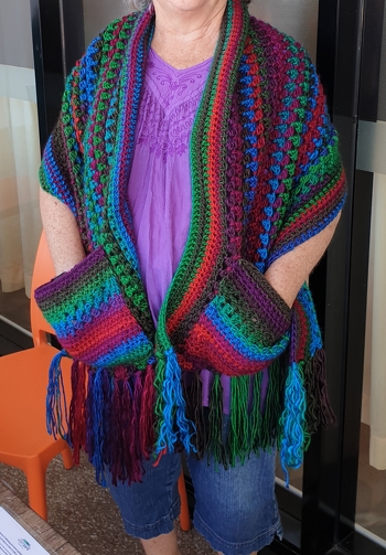 My friend was super excited about her new shawl with pockets.