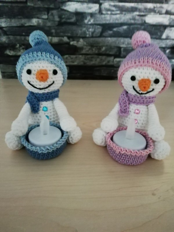 Crochet Pattern Snowman tealight holder