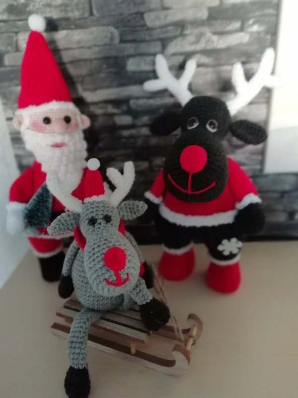 großer stehender Nikolaus mit GRATISANLEITUNG kleiner Elch Rentier