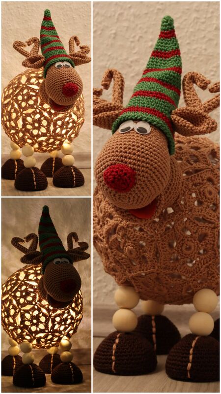 Häkelanleitung Lampe Lorenz Rentier / Dekoidee