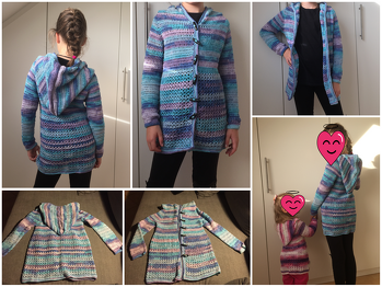 Sodale, nach der kleinen hat nun auch die große Maus ihre Jacke bekommen! Ich LIEBE diese Anleitung, die Jacke und auch die Wolle (Bombai von Katia)