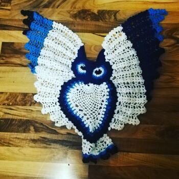 Mein Eulentuch, hat richtig Spaß gemacht es zu häkeln.