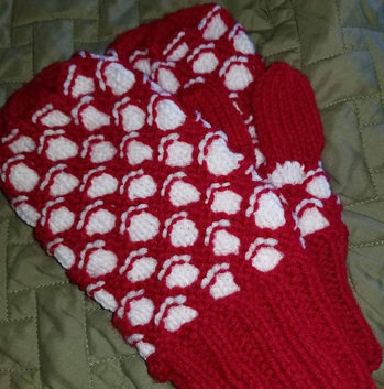Knit honey comb / newfoundland  mitts.