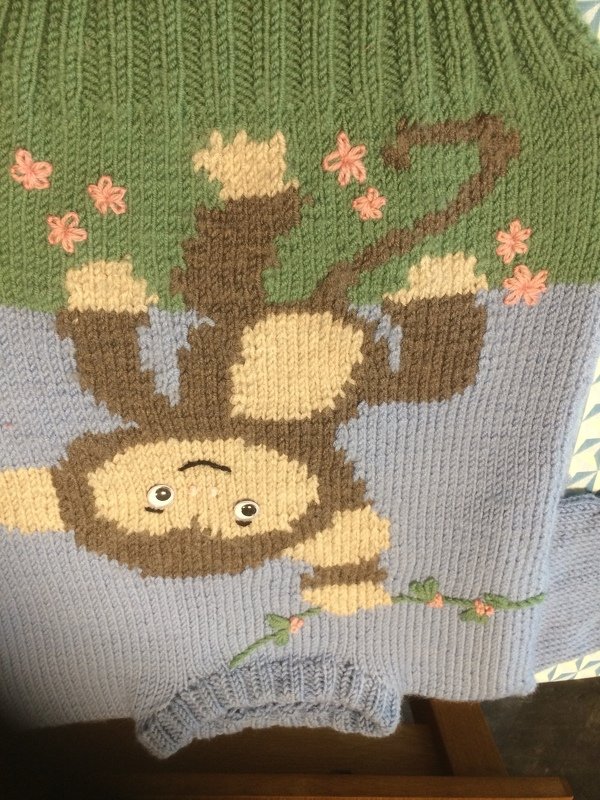 Strickanleitung Kinderpullover Wilde Tiere - Affe in 2 Größen