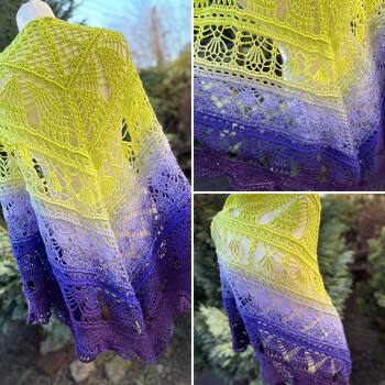Big Blue Wonder shawl - Magic Ball Flower by ColorfulLmade