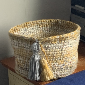 I am a beginner and started with visiting my parents in Canada for last 2.5 months and was very bored.  Started crochet this basket and have also done pillows and a big cozy blanket for my daughter... am now hooked looking to try a beach bag.  I live in the caribbean and am on my way home next week and will be on quarantine for 2 weeks hoping to complete a couple projects.