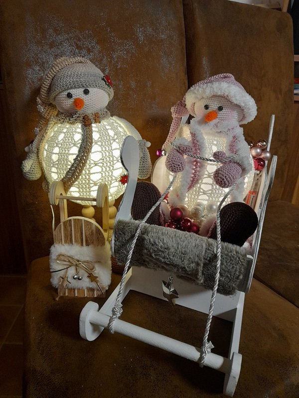 Häkelanleitung Lampe Anton Schneemann / Dekoidee