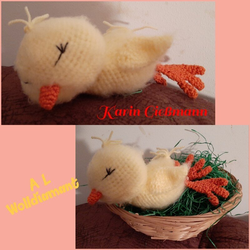 Küken Kiki- Häkelanleitung Amigurumi von Wolldiamant
