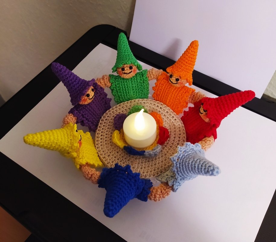 Häkelanleitung Teelichthalter Zwergentanz