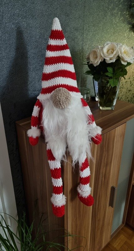 gro&szlig;er sitzender Wichtel 40 cm Weihnachtsdeko H&auml;kelanleitung