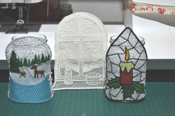 Lace Windlichter und Lace Fensterbild