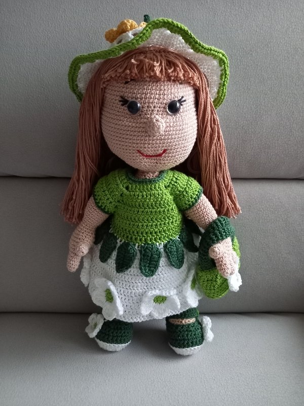 Häkelanleitung Puppe,Greta Gänseblümchen