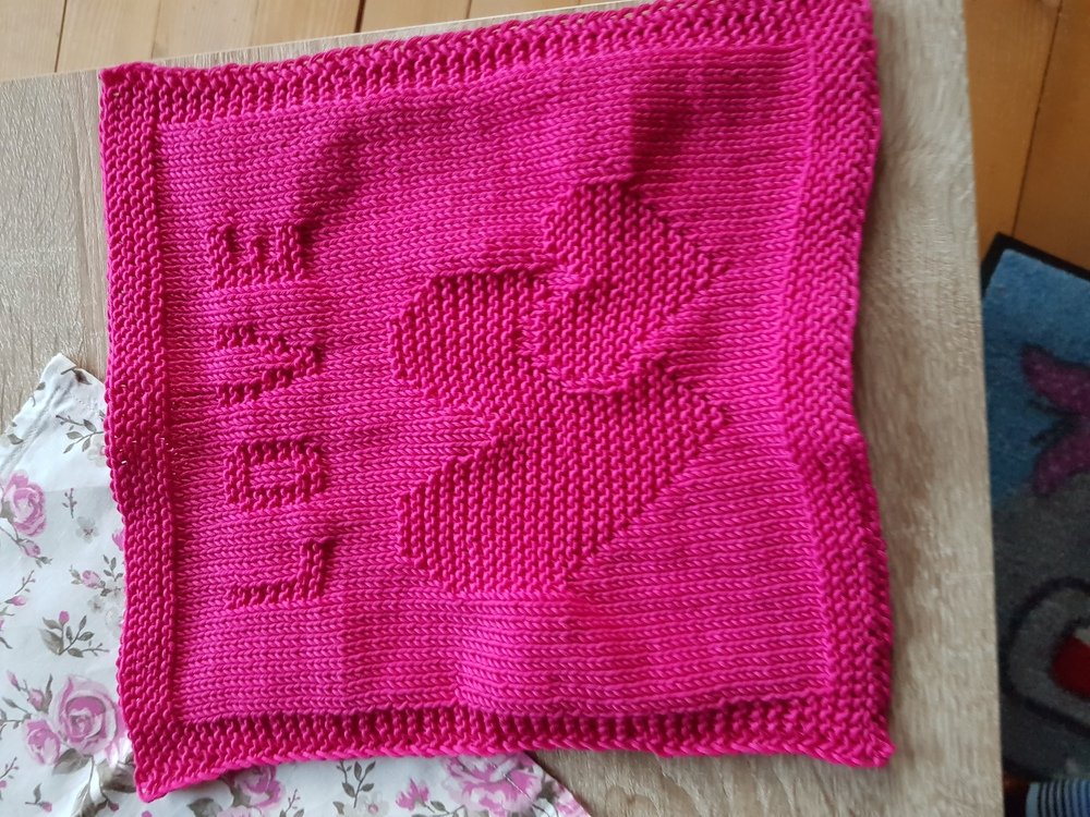 Knitting Pattern Washcloth &quot;With Love&quot; - easy