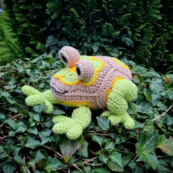 Ein kleiner Frosch hat sich bei mir im Garten versteckt.