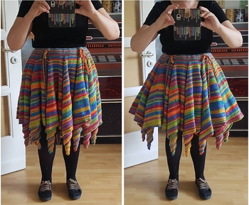 Ich habe 12 Zipfel gehäkelt. Linkes Bild ohne Petticoat, rechtes Bild mit Petticoat.
