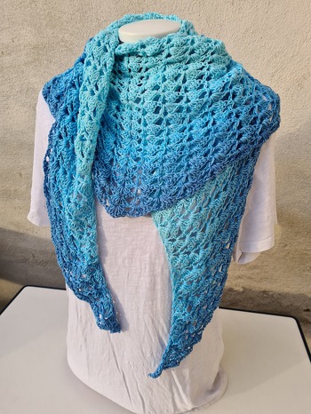 Tuch Long Row, eigentlich mehr ein Schal mit Spitze 🤔, gute Anleitung, schnell gemacht